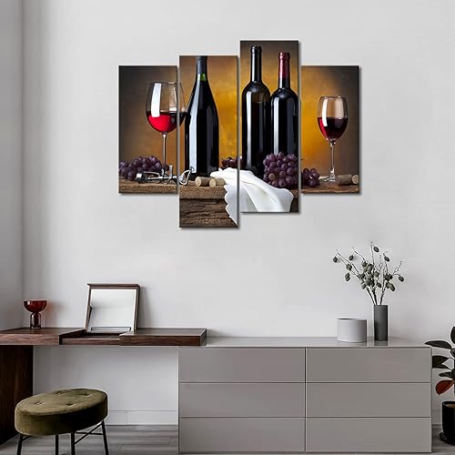 Miniatura 3 de First Wall Art -Vino de uva en botella, tazas de cocina, pintura de pared, cuadros impresos en lienzo, alimentos, la imagen para decoración moderna