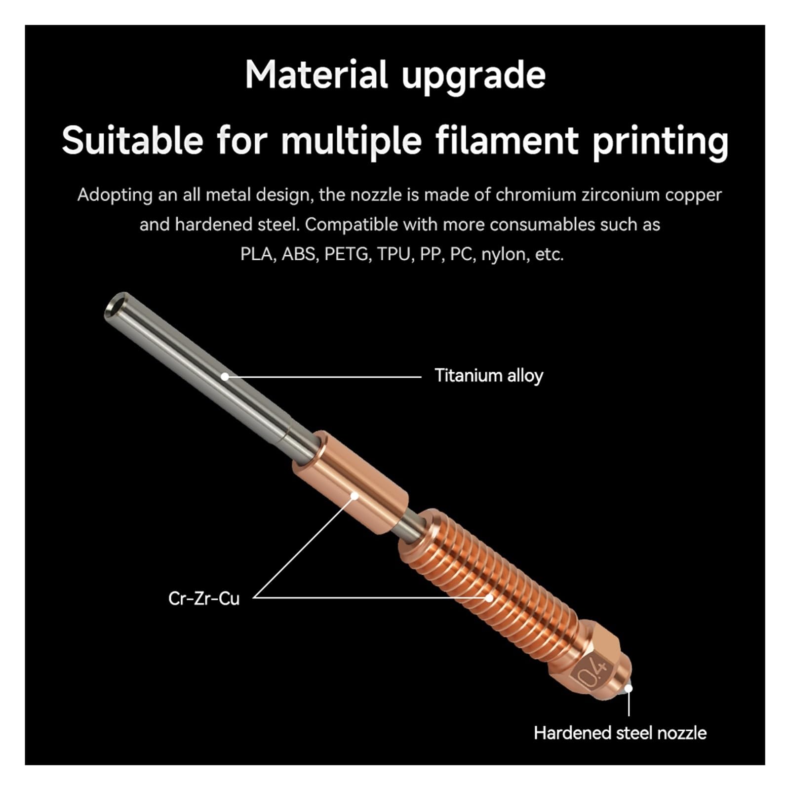 Bloque calefactor cerámico de acero endurecido for el kit de hotend K2 Plus Combo. Boquilla de intercambio rápido for piezas de impresora 3D K2 Plus.(3PCS)