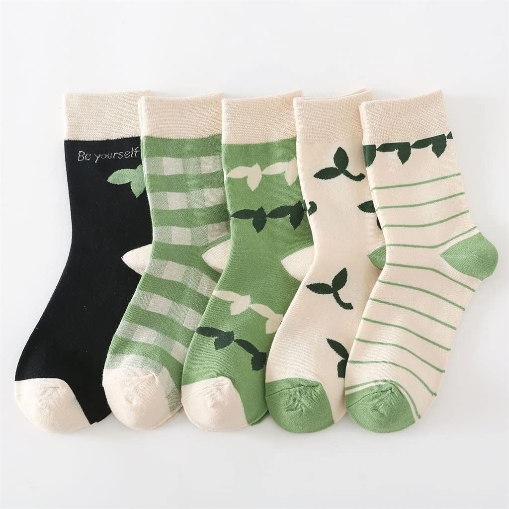 VIDI Women's Autumn Winter Tube Socks Korean Cotton Leaf