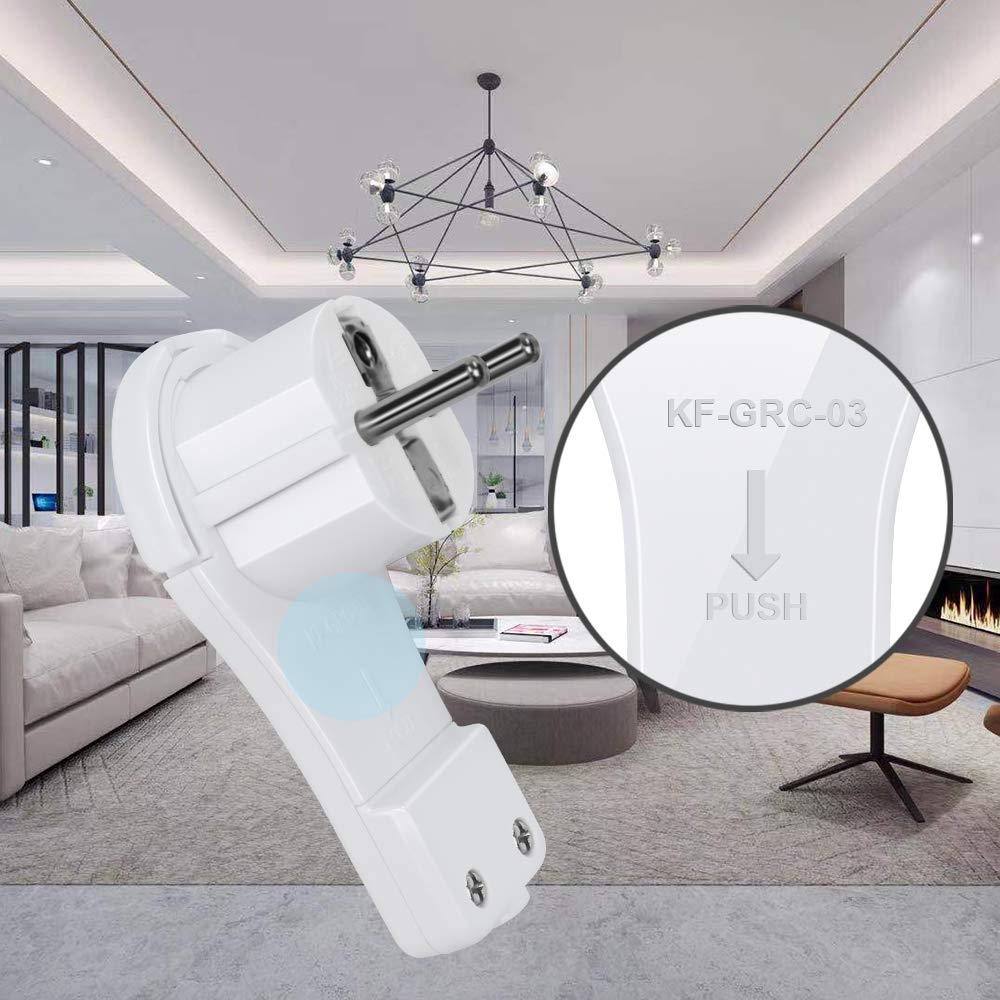 EXTRASTAR Enchufe en ángulo Plano Con Protección de Contacto y Mango Plegable, Extraplano de 8 mm, Pequeño y Manejable, 250V, 16A, Blanco, 1pc