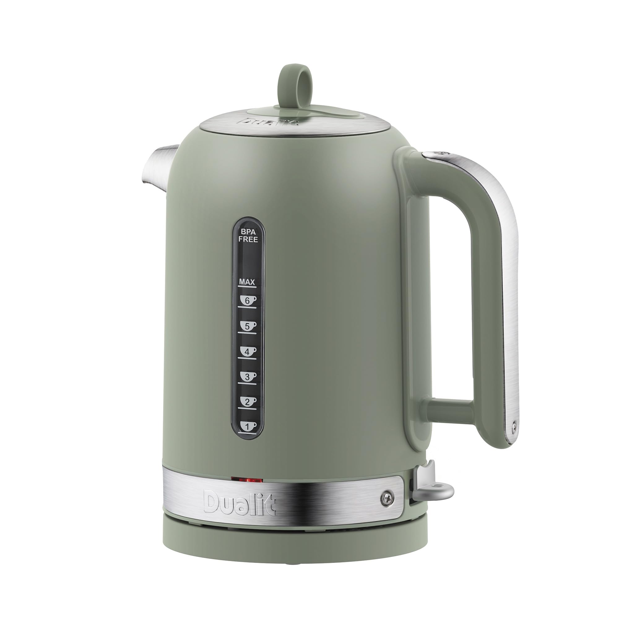 Dualit Classic Kettle, Polished Stainless Steel with Sage Trim, Quiet boiling kettle, 90 Second Boil Time, 1.7 Litre Capacity, 3 KW, 72788