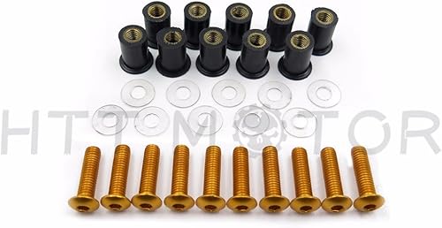 Miniatura 2 de XKMT-Kit de tornillos redondos dorados para parabrisas compatible con CBR 600rr 1000rrSuzuk GSXR 600 750 1000R1 R6 R6s Kawasak ZX6R ZX9R ZX10R