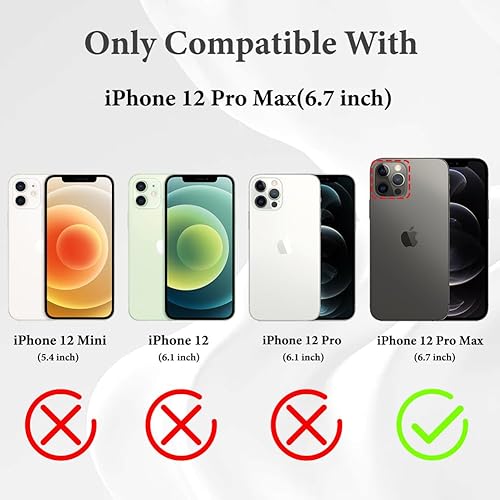 Miniatura 8 de Fiyart - Funda transparente magnética con purpurina para iPhone 12 Pro Max para mujeres, con grabado "Love" metálico, protección para cámara y