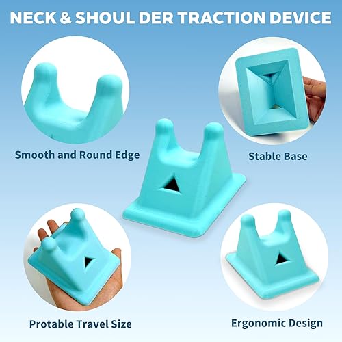 Miniatura 3 de Juego de 2 masajeadores de cuello y estirador, dispositivo de tracción cervical para liberación de tensión de hombro, relajante muscular de punto de