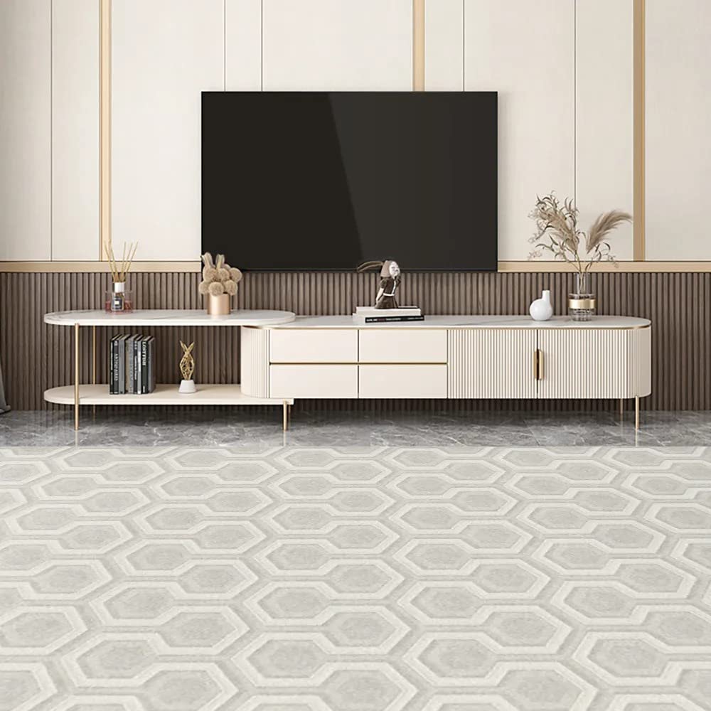 NG Decor Mytures Off White Oval Retractable Stone Top TV Stand Media Console with 4 Drawers-image-8
