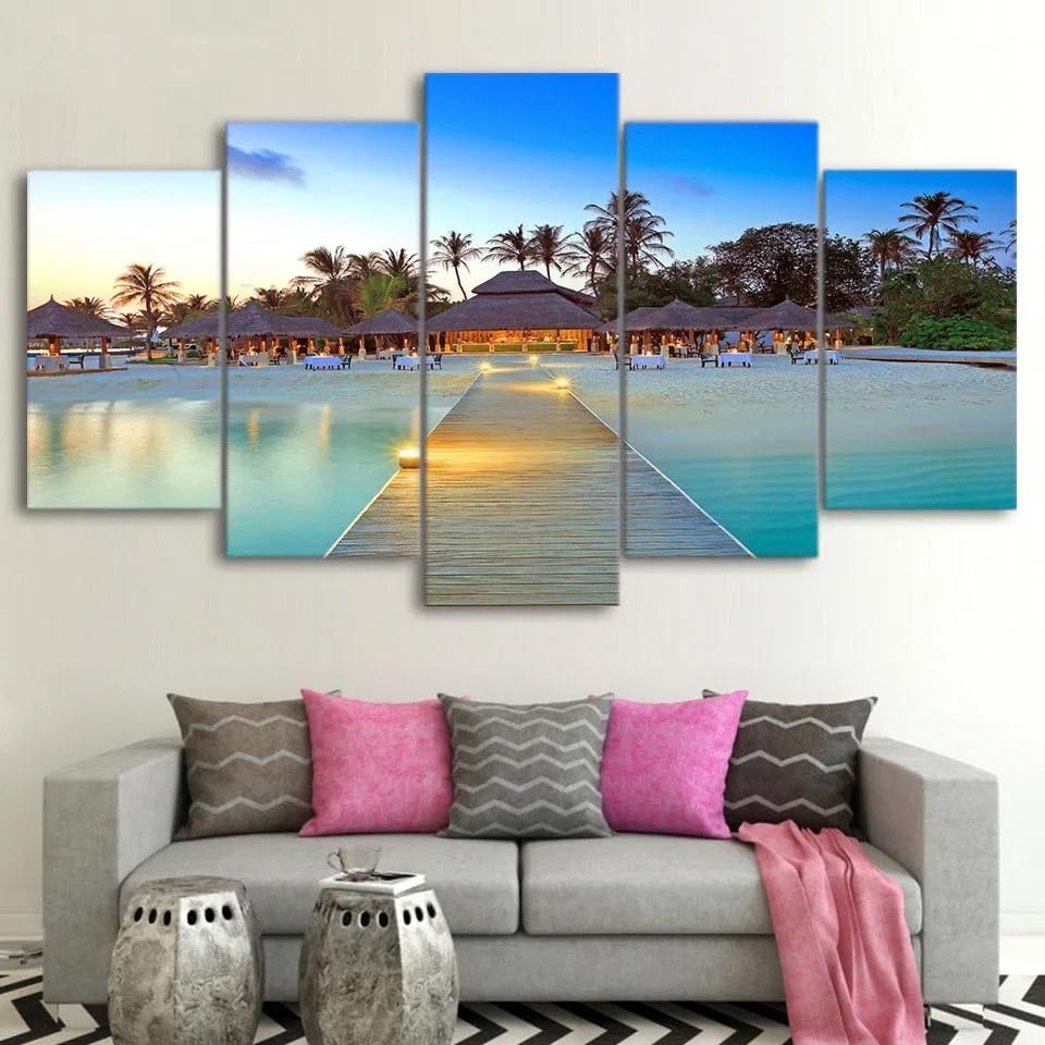 Grand Tableau Pont de Mer pour Habiller un Grand Mur Vide