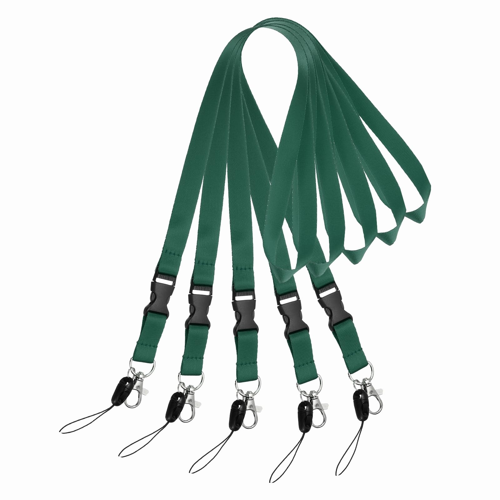 PATIKIL 5 Pack Dark Green Lanyards for Keys, Cool Breakaway Lanyard for Men, ID Badges Holder Straps with Lobster Clasp Keychains for Teachers Office Staff