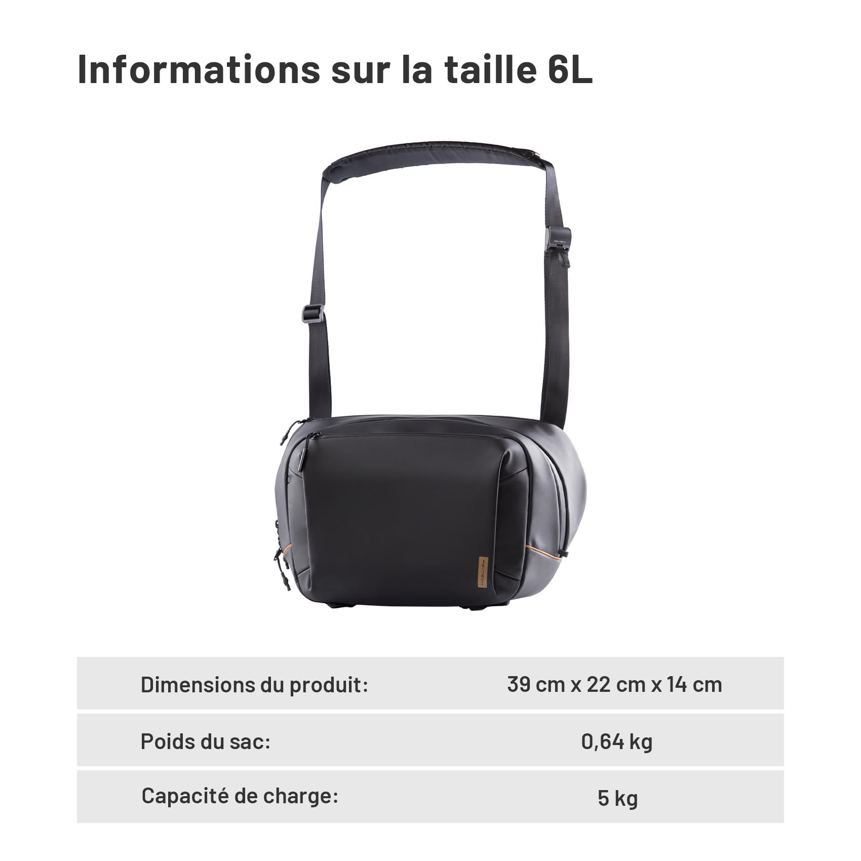 PGYTECH OneGo Solo V2 Sac Sacoche Appareil Photo Sac à Bandoulière pour Appareil Photo 6L, Sac Photo Compatible avec Appareil Photo Reflex Canon, Sony, DJI Avata 2, DJI Mavic 3, iPad Pro 11'', Noir