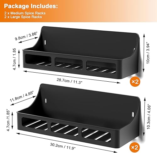 Miniatura 5 de Jewem Estante magnético para especias para refrigerador, paquete de 2 estantes magnéticos, organizador magnético para refrigerador, organizador de