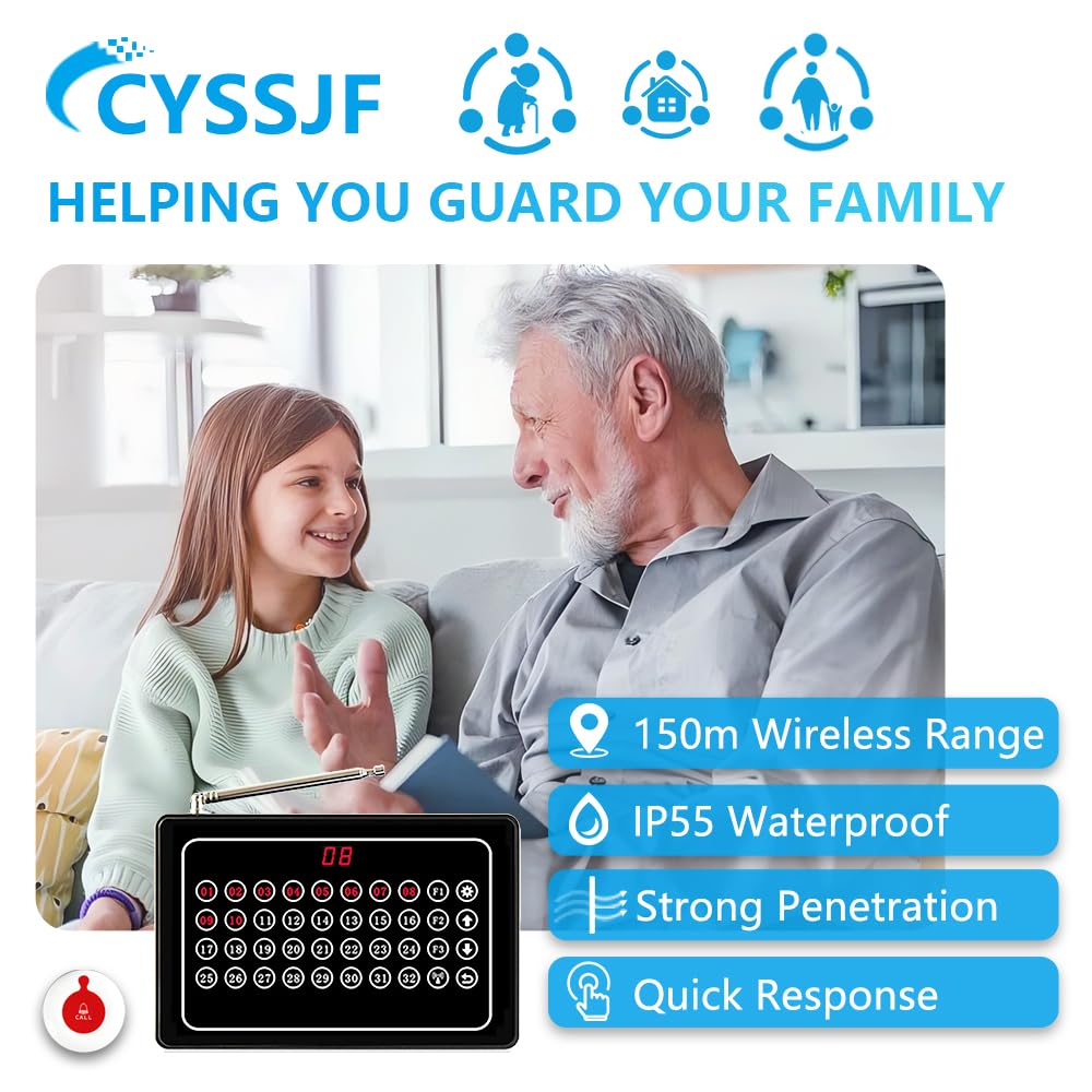 Sistema di chiamata Wireless Caregiver Pager Nurse Alert System SOS Call Bell Button Alarm per ristorante ospedale clinica Caregiver infermiera con 1 ricevitore 20 pulsante di chiamata