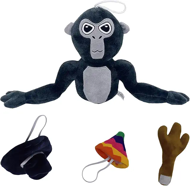 4Pcs Gorilla Plush Toy Set with Hats and Scepter Accessories