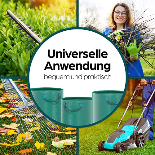 Alaskaprint Gartensack 3x Laubsack Gartenabfallsack stabil selbststehend mit 4 Griffen 272 Liter groß robust UV-Beständig Wasserdicht aus Polypropylen-Gewebe (PP) 150g/m² 390g