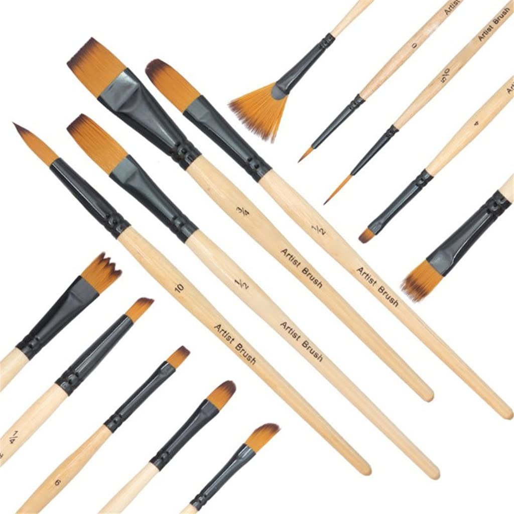 Lot de 14 pinceaux de peinture acrylique aquarelle avec trousse de rangement pour artistes et dessin