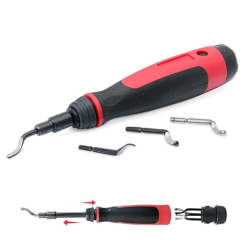 Miniatura 13 de AFA Tooling - Herramienta extensible de desbarbado de cuello y escariador manual avellanador con 15 cuchillas adicionales, funciona en resina, tubos