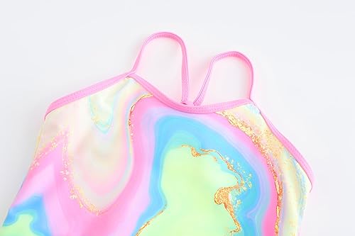 Miniatura 6 de Akokvlar Traje de baño de unicornio de una pieza de sirena para niñas pequeñas, conjunto de dos unidades