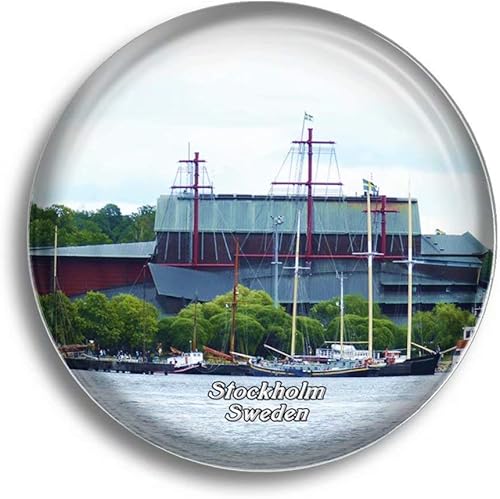 Imán para nevera de Suecia Vasa Museum Estocolmo Imanes de vidrio para recuerdos de refrigerador, bonito imán de cristal para pizarra blanca,