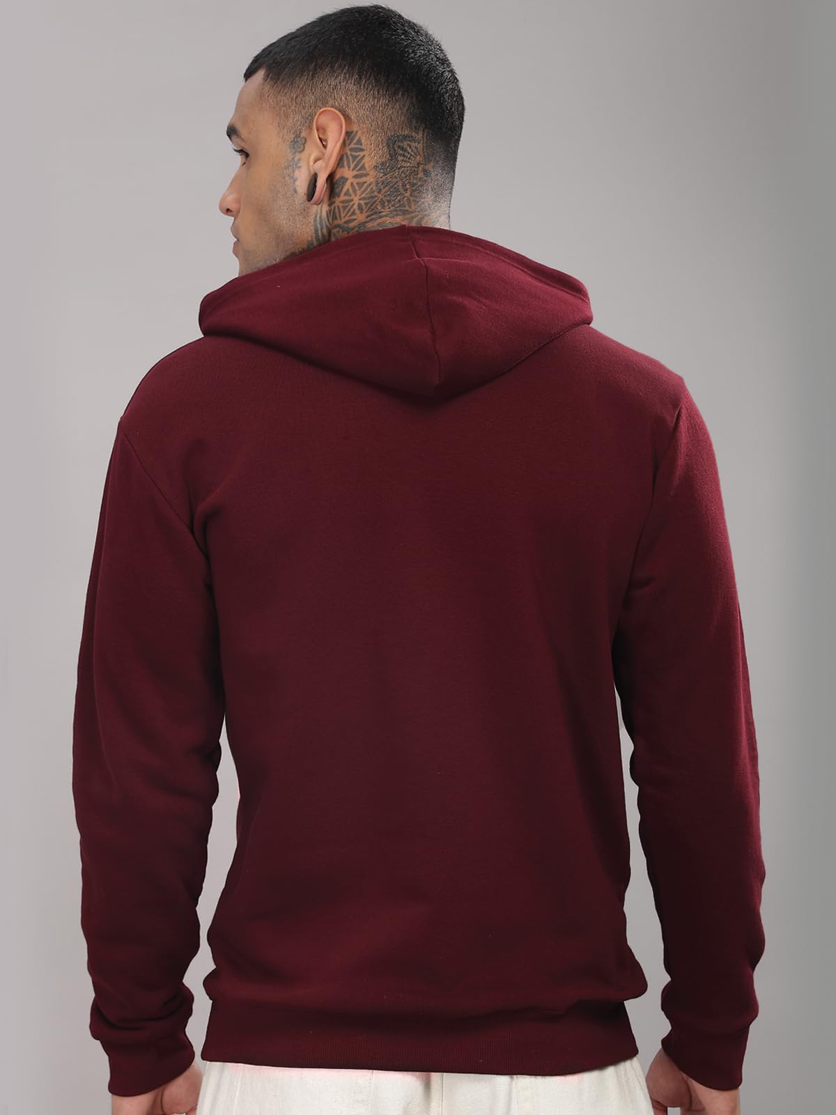 ADRO Sudadera con capucha de algodón para hombre, Granate, Medium