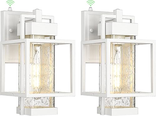 3375-1WS-2PK-SWH - Faroles de pared para exteriores del atardecer al amanecer, lámparas de pared modernas para garaje, puerta delantera, paquete de