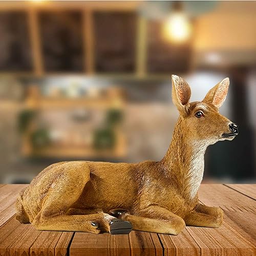 XTAPAN Estatuas de ciervo de resina de 13 pulgadas escultura de césped adornos de animales arte de patio estatuas de jardín decoraciones al aire