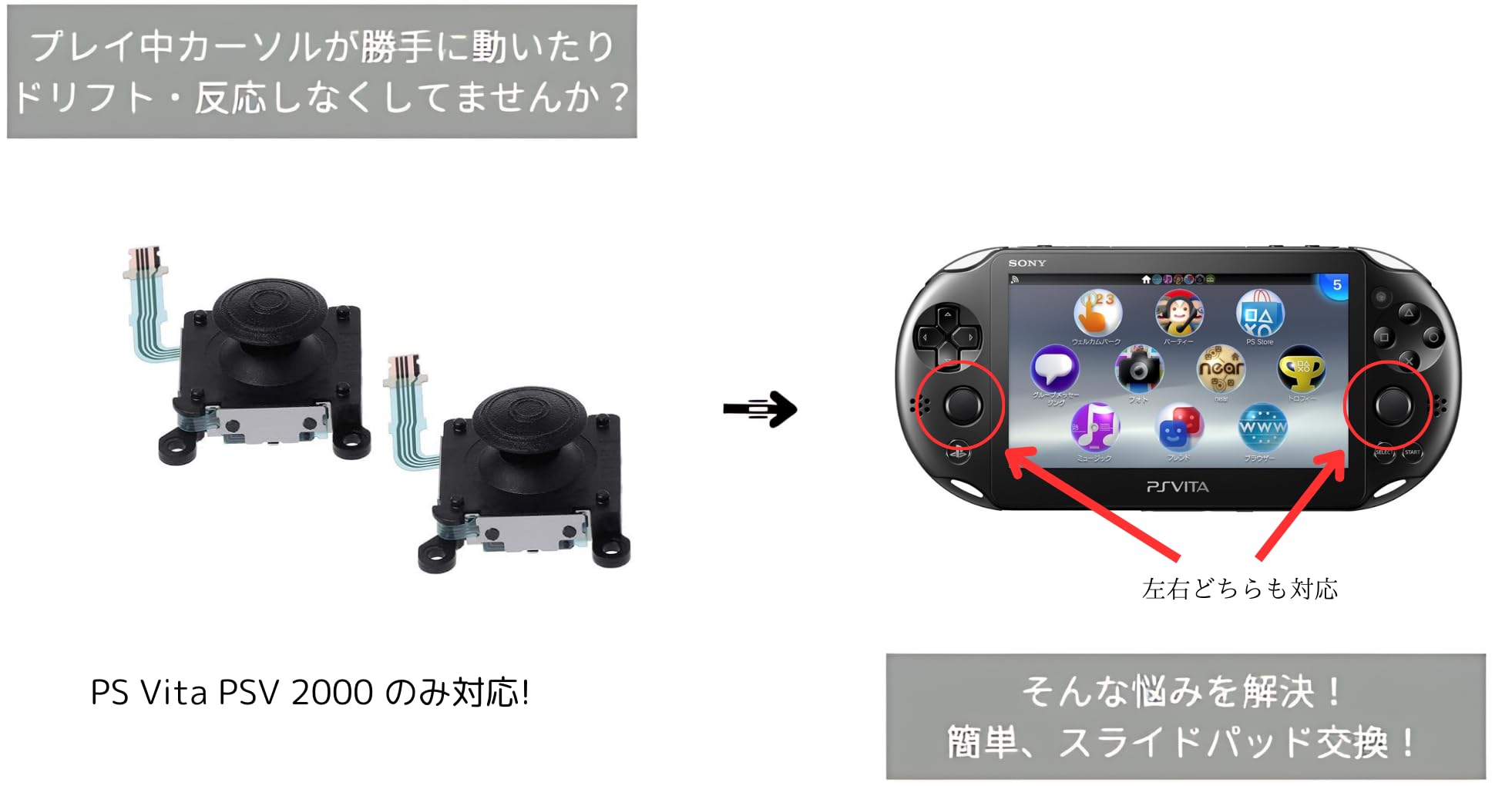 PlayStation Vita - PS Vita 本体のみ　ジャンク　左スティック PS VITA 本体（左スティックのみジャンク） 送料無料