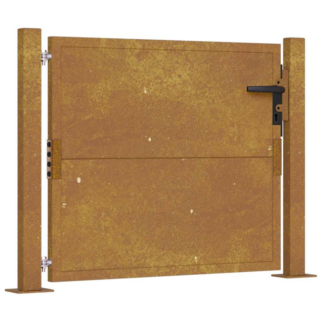Portal Jardín Acero Corten 100 x 100 cm con Postes y Pestillo