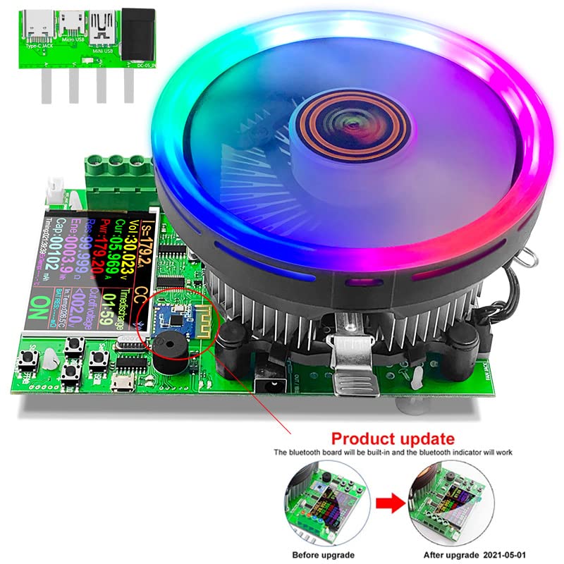 Electronic load tester connected to a power adapter