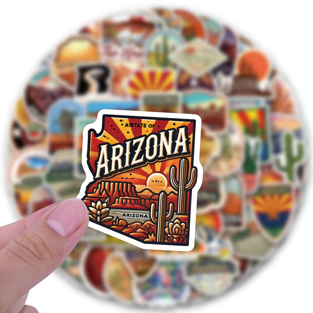 122pcs Arizona Stickers Small for Water Bottle, Laptops, for Luggage - Arizona Gifts and Souvenirs, Party Supplies - Gift for Women & Men