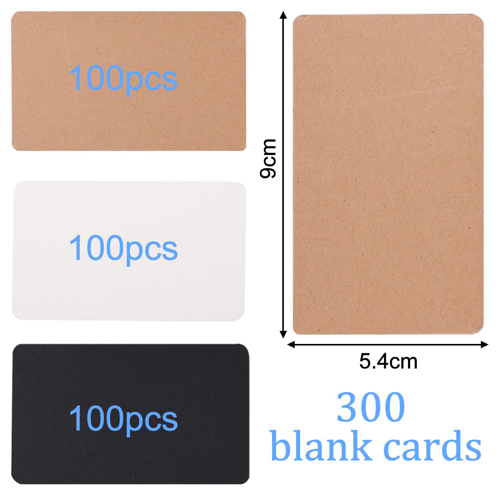 EDLMKM 300 Pcs Blank Business Cards White Small Note Message Words Spelling Card for Learning Study Blank Kraft Paper Card - Image 2