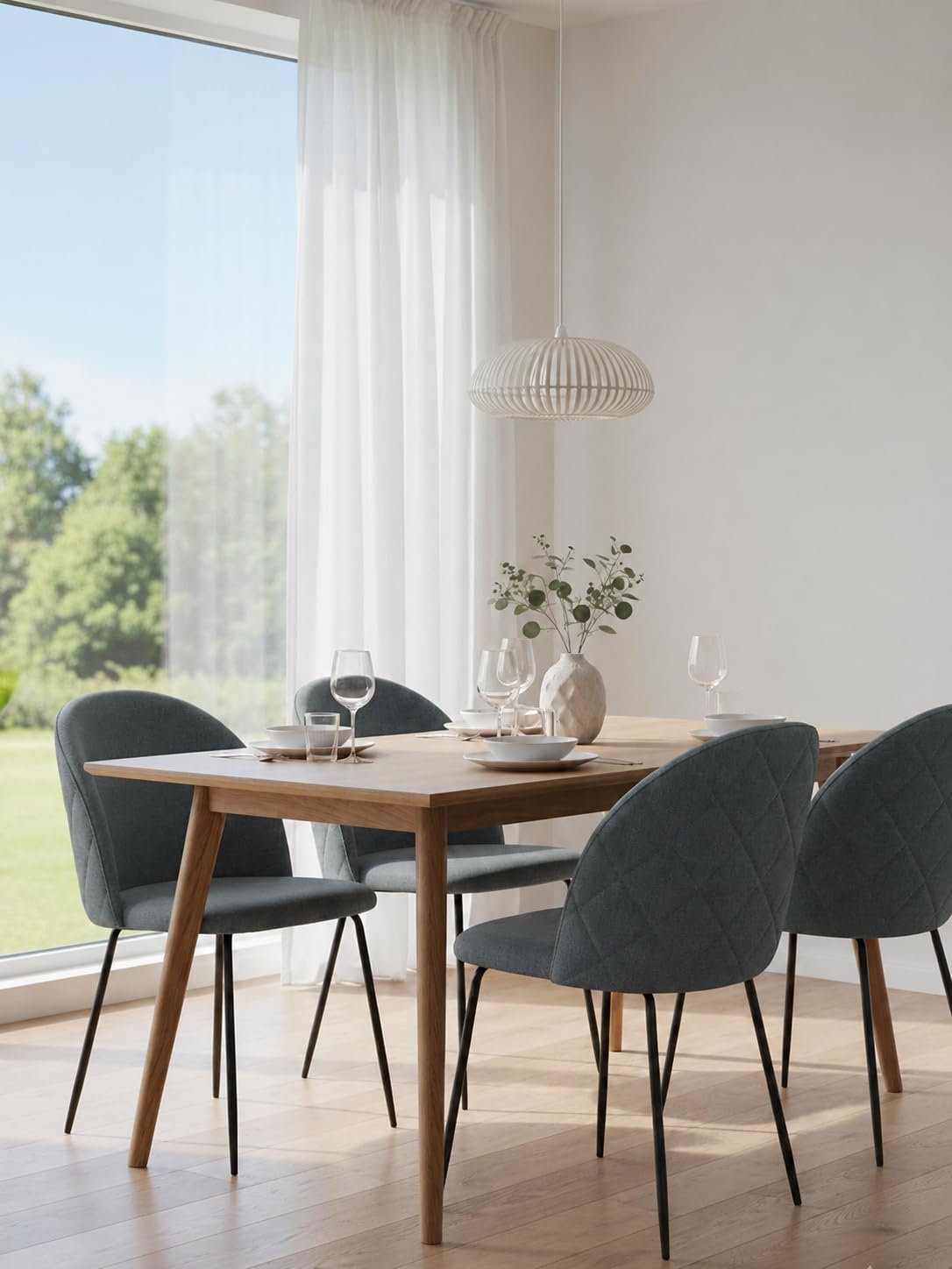 Cribel SEDIA TAMARA TESSUTO GAMBE NERE | Set 4 Sedie da Pranzo in Tessuto con Struttura in Metallo Nero | Design Moderno ed Elegante per Cucina, Soggiorno o Bar (VERDE OLIVA/GAMBE NERE)