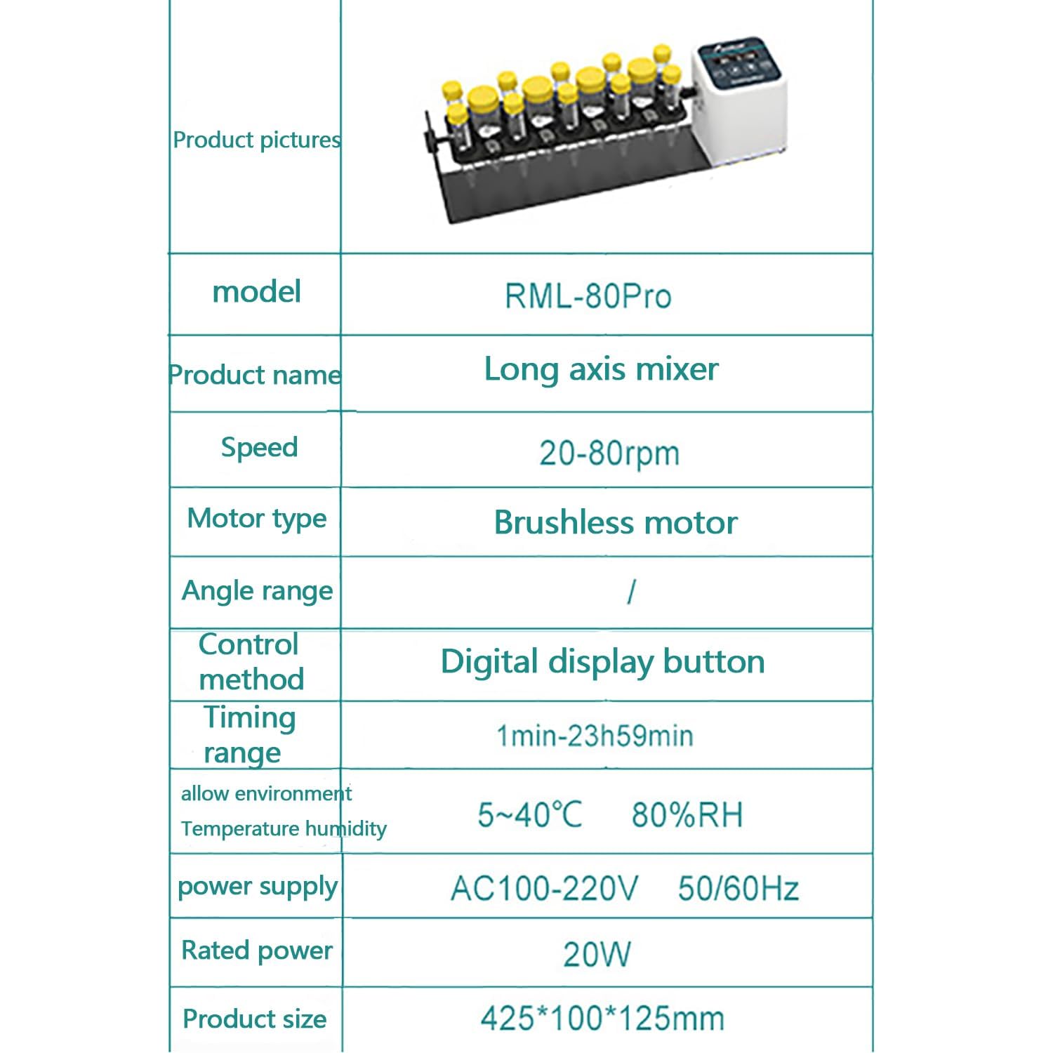 COYEUX Cyfrowy oscylator obrotowy Hybrydowy o długiej osi, obrotowy oscylator hybrydowy, regulowana prędkość od 20 do 80 obr./min, inteligentny panel operacyjny i konstrukcja stopera do laboratorium