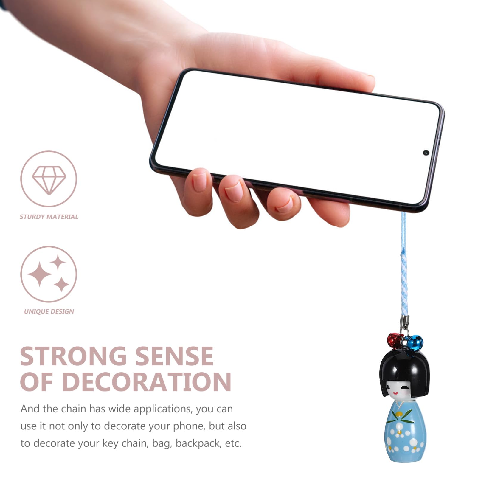 DIYEAH Japanese Style Doll Pendant Kimono Doll Key Ring Cute Cartoon Keychain for Phone Bag Backpack Decor Lightweight 5.12In - Image 3