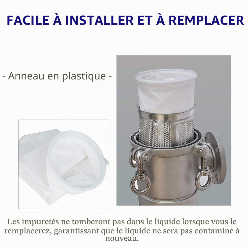 Lot de 2 sacs filtrants en feutre 1 micron – Anneau de 17,8 cm par 81,3 cm de long – Chaussettes filtrantes à eau liquide – 1 micron – 17,8 x 81,3 cm