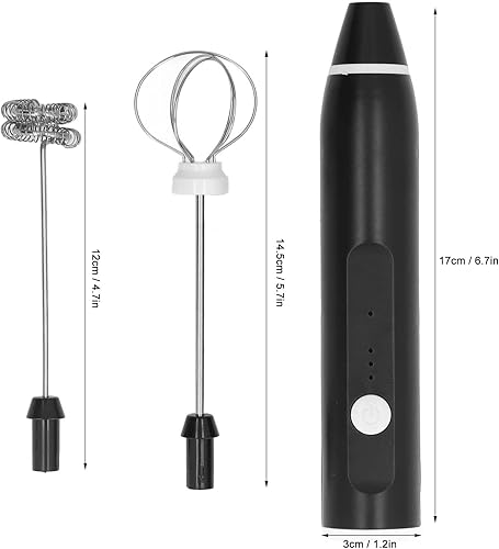 Miniatura 7 de VTOSEN Espumador de leche eléctrico inalámbrico con 2 cabezales de batidor de huevos, mini agitador eléctrico y batidora de mano para cafeterías,