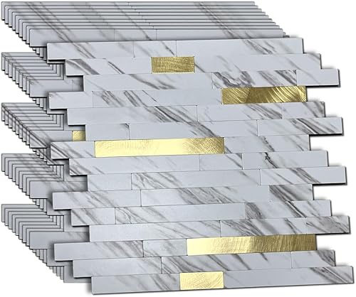 Miniatura 1 de WEIMEISC 10 hojas de azulejos en muro autoadhesivos para cocina, azulejos de mosaico autoadhesivos, para pegar en tocadores de baño, decoración de