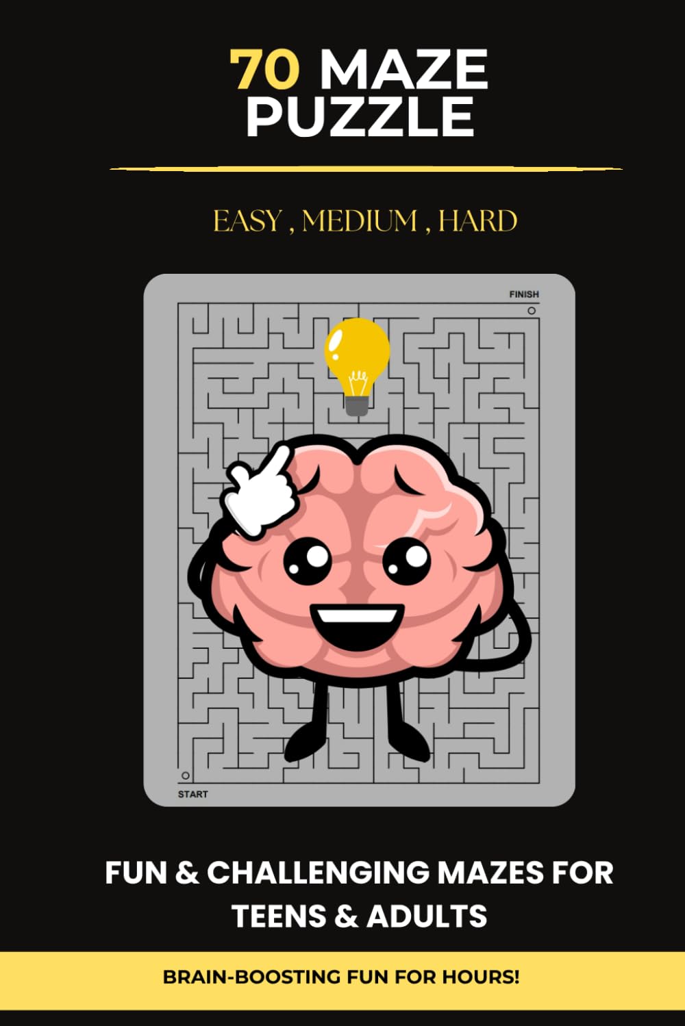 Maze Puzzle | 70 puzzle | 20 Easy, 25 Medium, 25 Competitive: Comes with Solutions