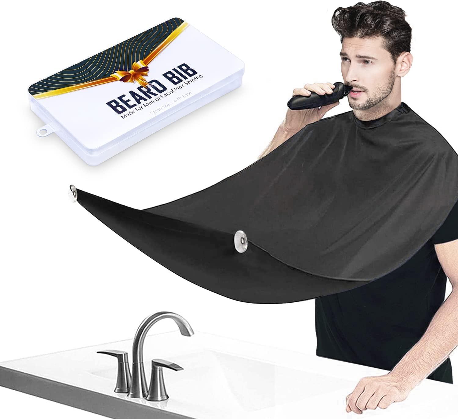 Beard Bib Apron, Beard Trimming Catcher for Men Shaving Hair Clippings Non-Stick Waterproof Grooming Cloth Beard Bib Apron, Beard Trimming Catcher for Men Shaving Hair Clippings Non-Stick Waterproof Grooming Cloth