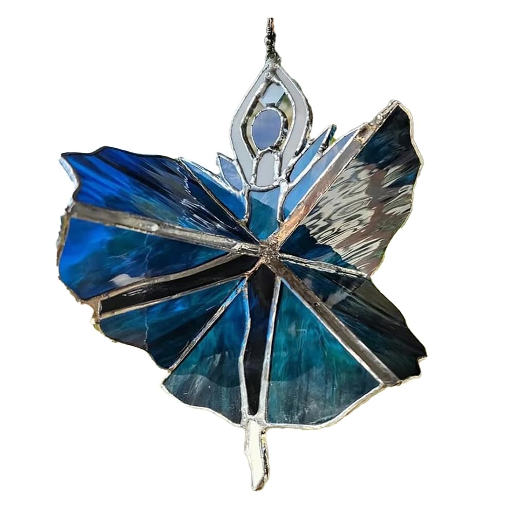 Giwnhvx Dancing Lady Stained Glass Spinner Outdoor Hanging Decor Garden Decorations Decorative Wind Spinner Ouddoor Butterfly A