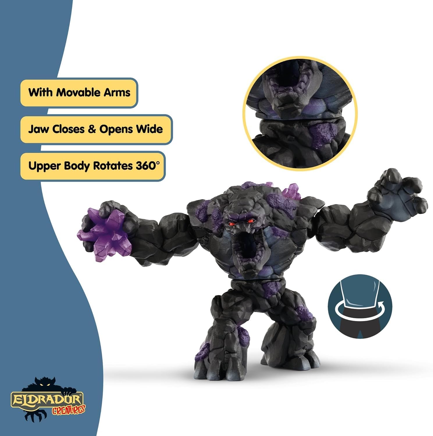 Schleich Eldrador Creatures - Shadow Stone Monster Toy with Movable Arms and Jaw - 9” Giant Beast Figurine with Rotating Body - Battle Stone Action Figure for Boys, Girls - Kids Ages 7+ | 70158 - Image 5