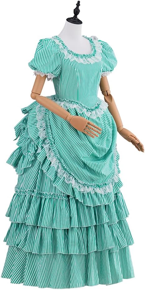 Victorian Striped Bustle Dress Vintage Garden Tea Party Ball Gown Civil War Renaissance Theater Costume for Women - Image 3