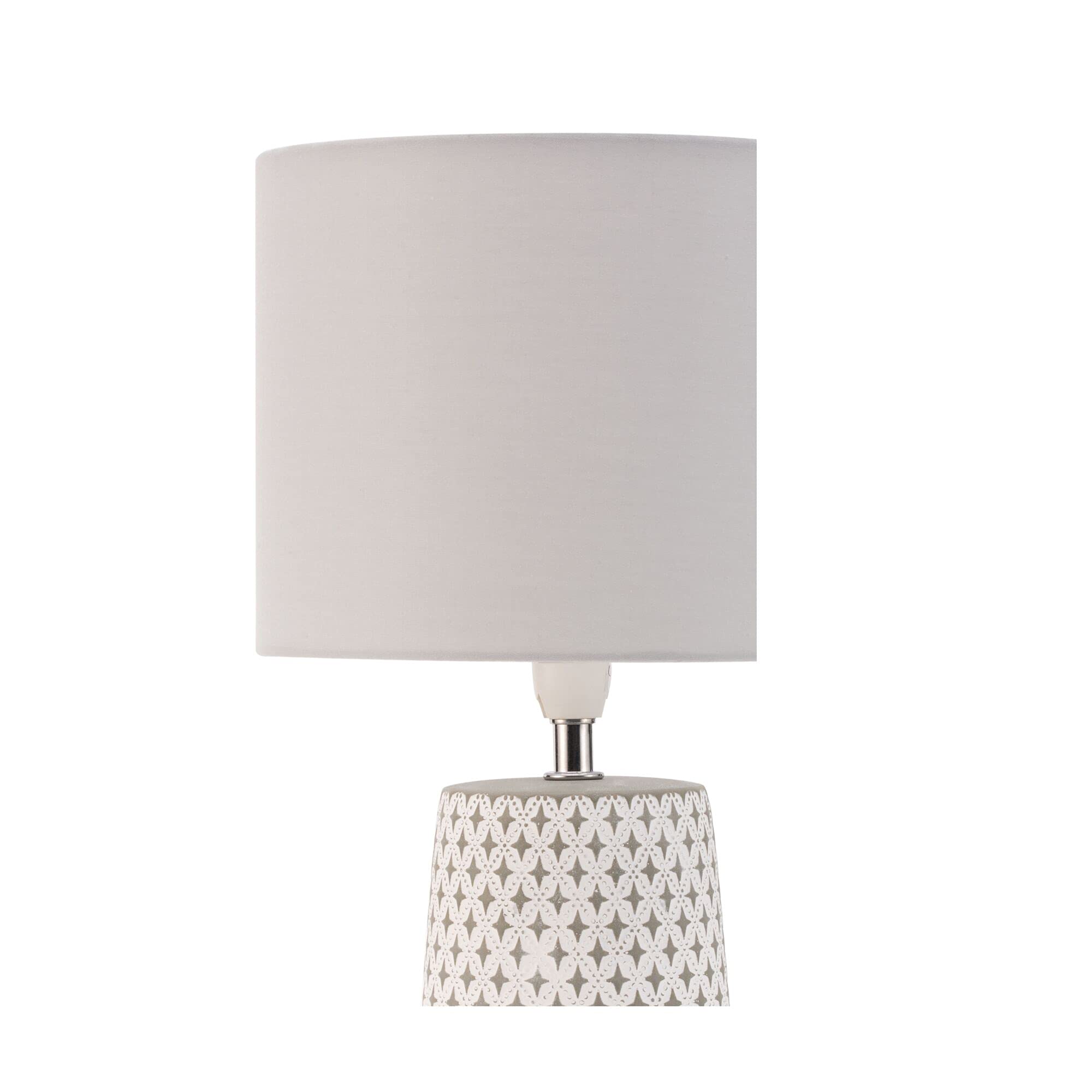 Pauleen 48215 Pretty Purity lampada da tavolo max. 20 Watt realizzata a mano bianco, grigio luce da comodino look naturale tessuto, calcestruzzo E14