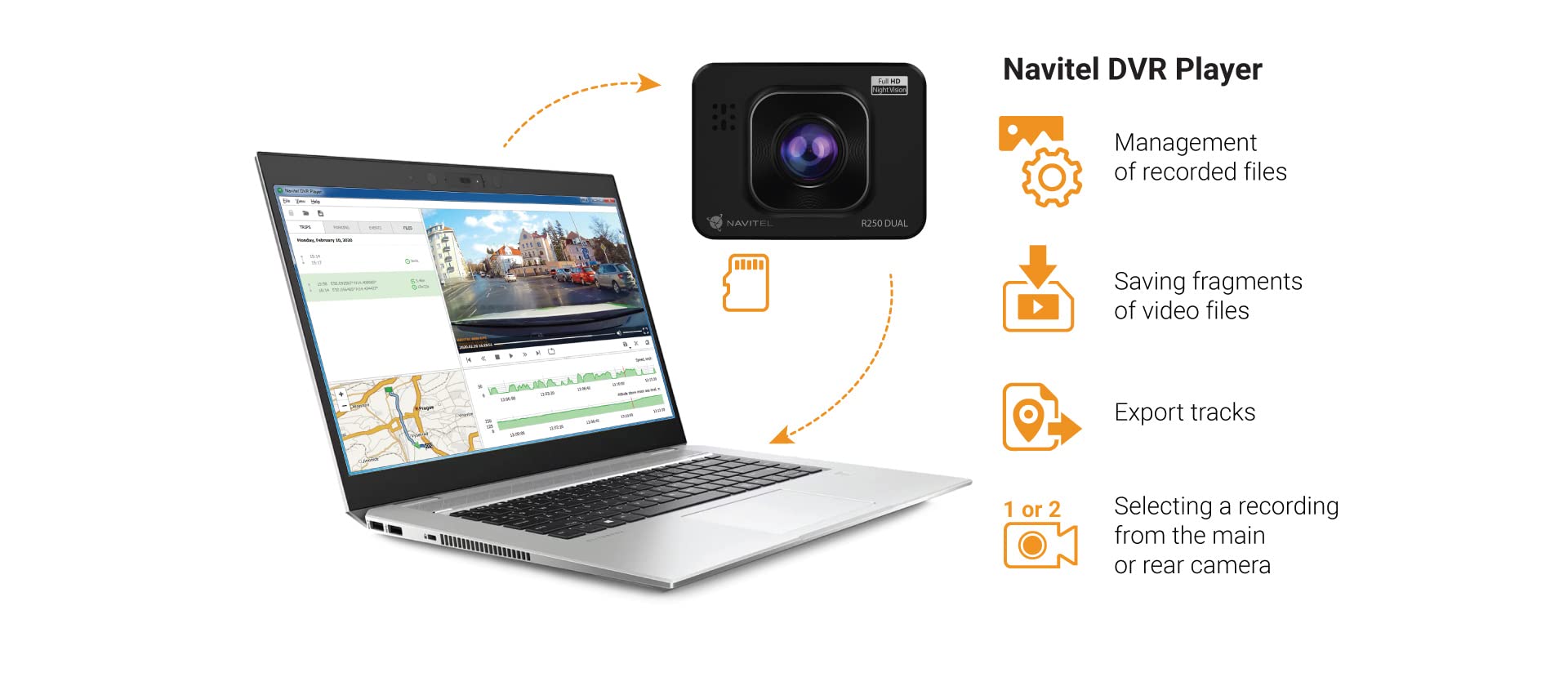 NAVITEL R250 DUAL Cámara de salpicadero negro