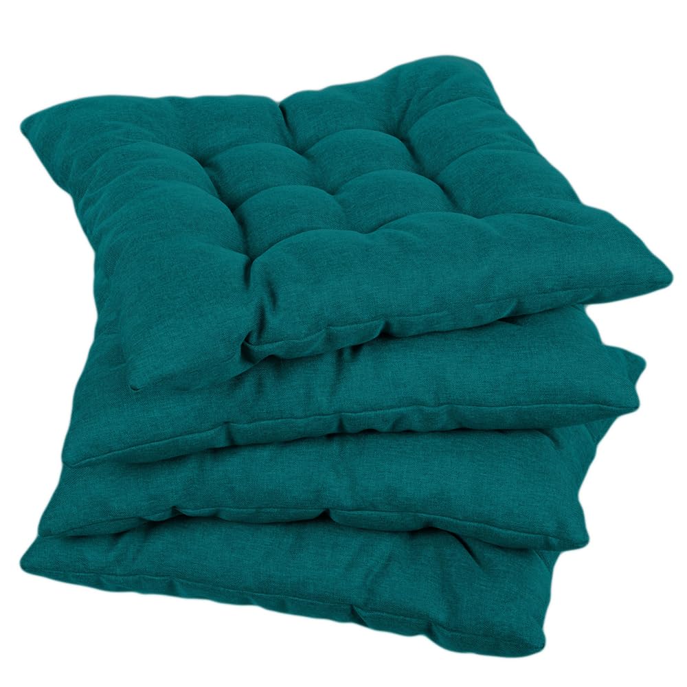 Gutekissen® Stuhlkissen gesteppt Quadrat Polsterauflage Auflage für Stühle/Bänke für Haus und Garten Sitzauflage Gartenkissen Sitzkissen viele Farben (50x50, Türkis, 4)