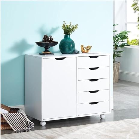 Naomi Home Ultimate Sewing Craft Storage Cabinet - 5 Drawer Organizer for Arts Crafts Sewing Supplies More - White Multipurpose Cabinet with Ample Space 5 Drawer with Shelf White