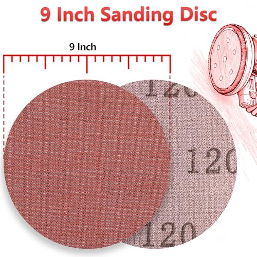 Image of 25 Pcs 9 Inch Mesh Sanding Disc for Drywall Sander 120 Grit | Hook and Loop Anti-Clogging Dust Free Round Sandpaper for Drywall Mud Smoothing, Joint Compound Levelling and Wall Repair