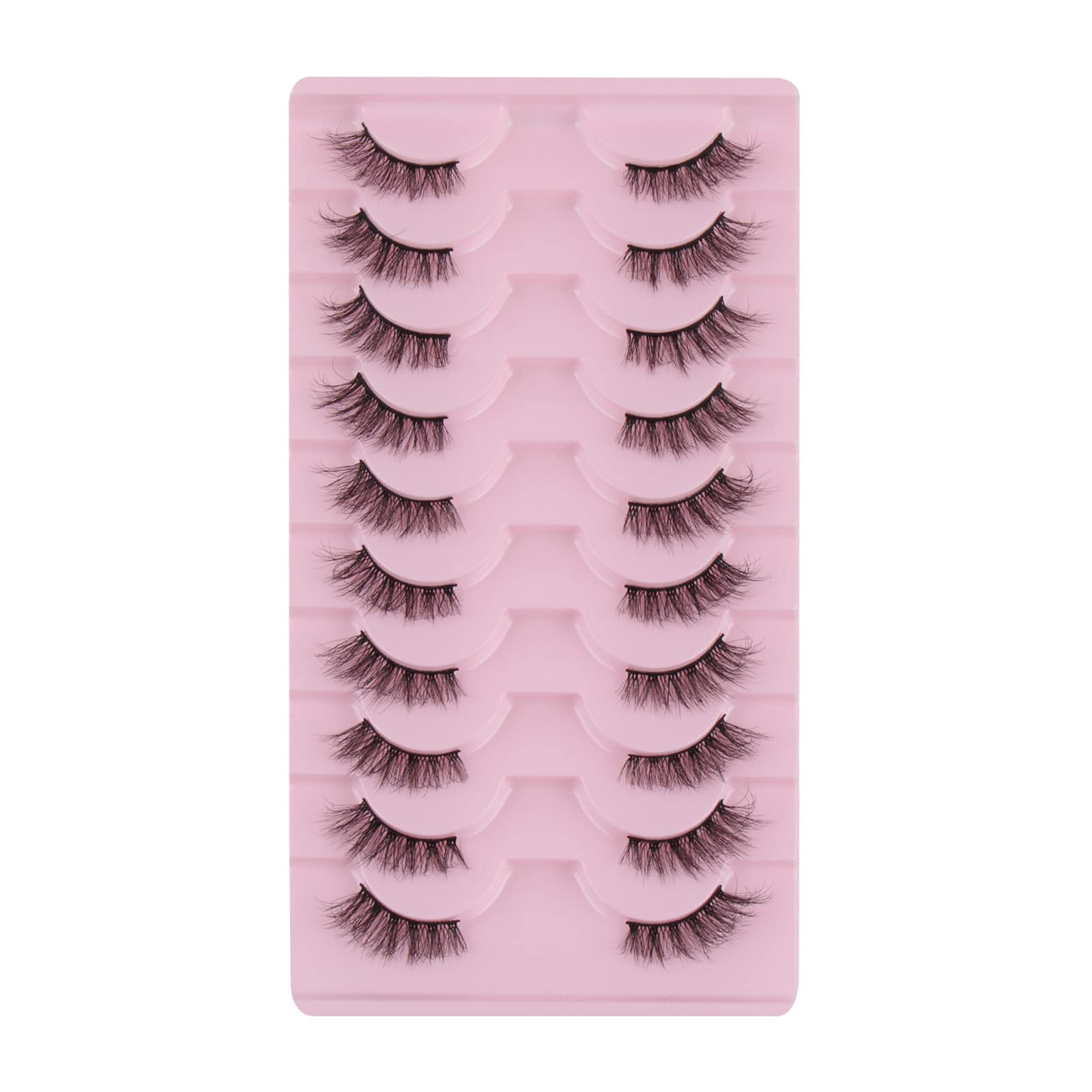 Oreola False Eyelashes Half Lashes Fluffy Cat Eye Natural Faux Mink Eyelashes Corner 3/4 Lashes Wispy Lightweight Short Reusable Fake Lashes 10 works - Image 2