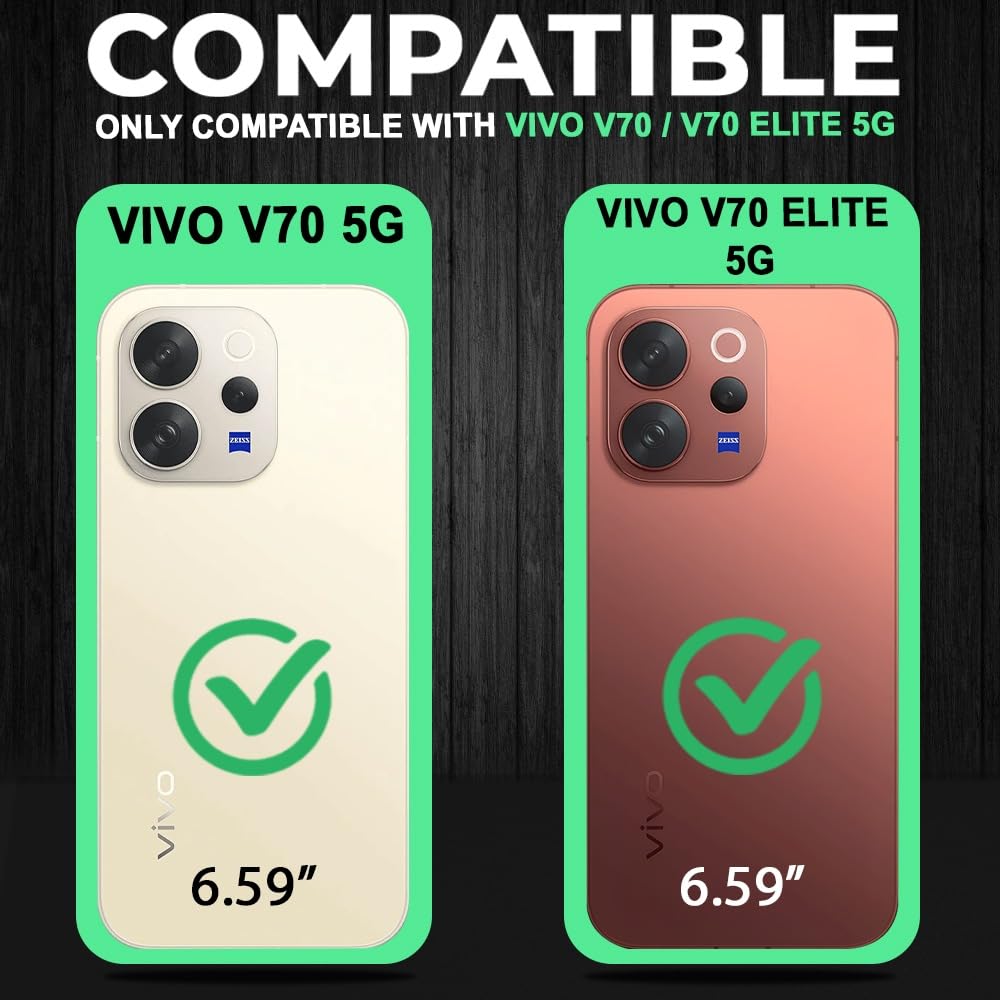 AESTMO Vivo V70 5G / V70 Elite 5G Back Cover | Armor Camera Slider 360 Degree Rotating Finger Ring Holder Case with Bracket Stand Back Case Cover (Compatible with MagSafe Accessories) (Black) — Amazon image 3