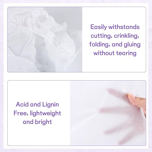 Miniatura 3 de Simetufy 32 hojas de papel de seda blanco de 24 x 36 pulgadas para bolsas de regalo, papel de seda sin ácidos para almacenamiento, papel de seda a