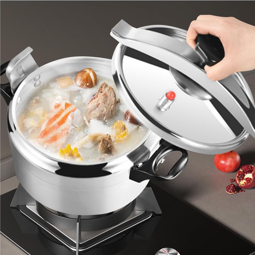 Pressure Cooker Kitchen Accessories, Heavy-Duty Aluminum Explosion-Proof Cooking Pot Composite Multi-Layer Bottom Suitable for Gas Stoves, Natural Gas,9L
