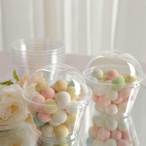 Miniatura 1 de Efavormart - Paquete de 50 tazas de plástico transparente con tapa de cúpula para postres, 7 onzas, desechables para helado y frutas