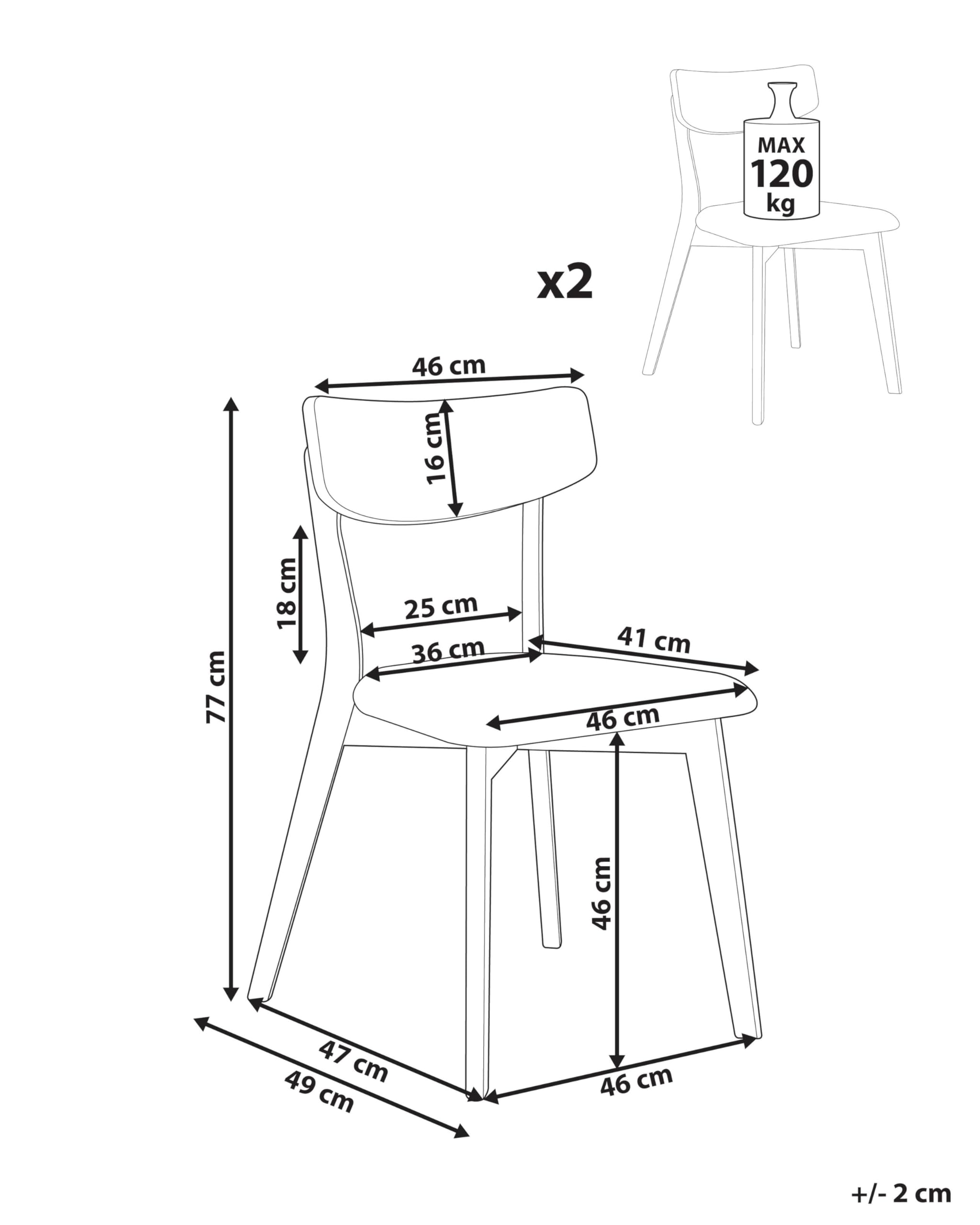 Beliani Conjunto de 2 sillas de Comedor Retro sin reposabrazos con Asiento de Tela marrón y Beige Holly